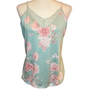 Floral Lace Trim Camisole Top